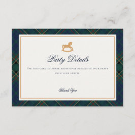 Tarjeta De Recepción Tartan Plaid Rocking Horse Details Insert Card