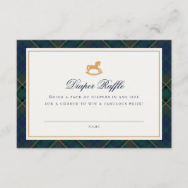 Tarjeta De Recepción Tartan Plaid Rocking Horse Diaper Raffle Card