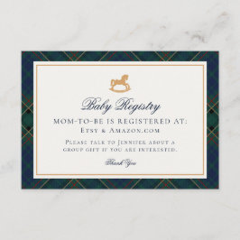Tarjeta De Recepción Tartan Plaid Vintage Rocking Horse Registry