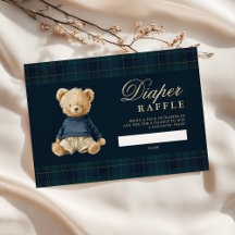 Tartan Polo Bear Baby Shower Diaper Raffle