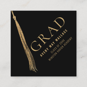 Tarjeta De Recepción Tassel dorado negro de graduación con foto persona
