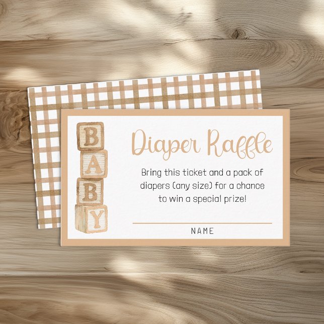 Tarjeta De Recepción Taupe Diaper Raffle Card | Baby Shower Insert (Diaper Raffle Card)