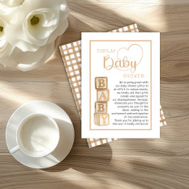 Tarjeta De Recepción Taupe Display Shower Card | Unwrapped Gifts Insert