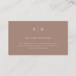 Tarjeta De Recepción Taupe Minimalista y Chic | Detalles de Boda