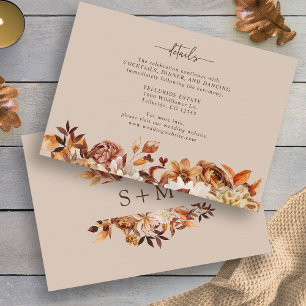 Tarjeta De Recepción Taupe Rústico Detalles de Otoño