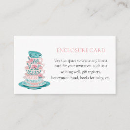 Tarjeta De Recepción Tazas de té rosadas y turquesas personalizadas par