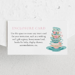 Tarjeta De Recepción Tazas de té rosadas y turquesas personalizadas par