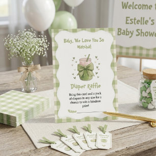 Tarjeta De Recepción Te Amamos Tanto Sorteo de Pañales Gingham Matcha