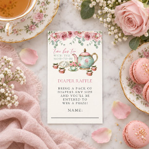 Tarjeta De Recepción Té con la futura mamá, Sorteo de pañales para baby
