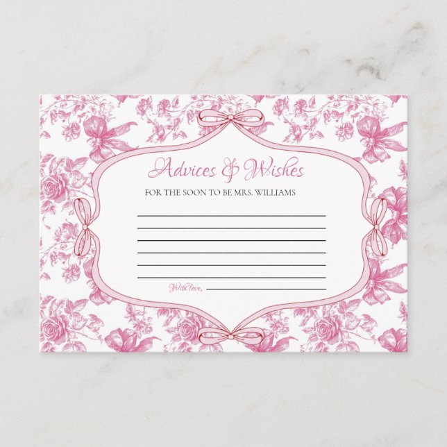 Tarjeta De Recepción Té de flores silvestres rosadas y ducha de novia W (Anverso)