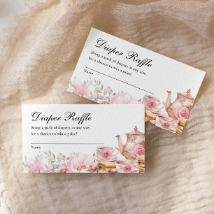 Tarjeta De Recepción Té de rifa de pañales Fiesta de Baby Shower 