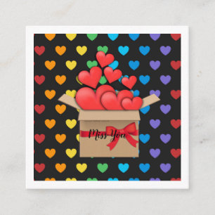 Tarjeta De Recepción Te extraño, diseño de corazón colorido