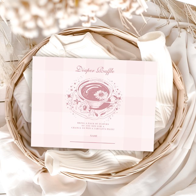 Tarjeta De Recepción Té Rosa Con La Mamá Para Ser Diapper Raffle (Subido por el creador)