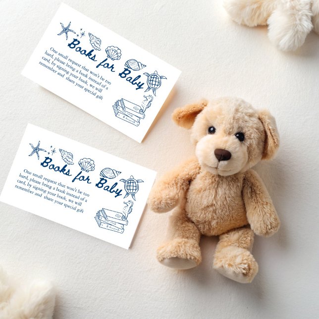 Tarjeta De Recepción Te veo pronto conchas de bebé shower libro solicit (Sea you soon seashells baby shower book request enclosure card blue seaside books for baby)