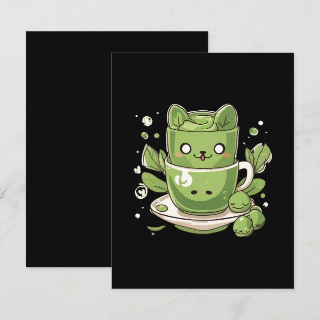 Tarjeta De Recepción té verde matcha (Anverso / Reverso)