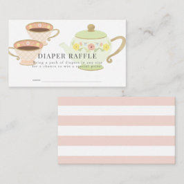 Tarjeta De Recepción Tea Fiesta Baby Shower Diaper Raffle Ticket