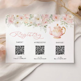 Tarjeta De Recepción Tea Party Baby Shower Registry Card Enclosure