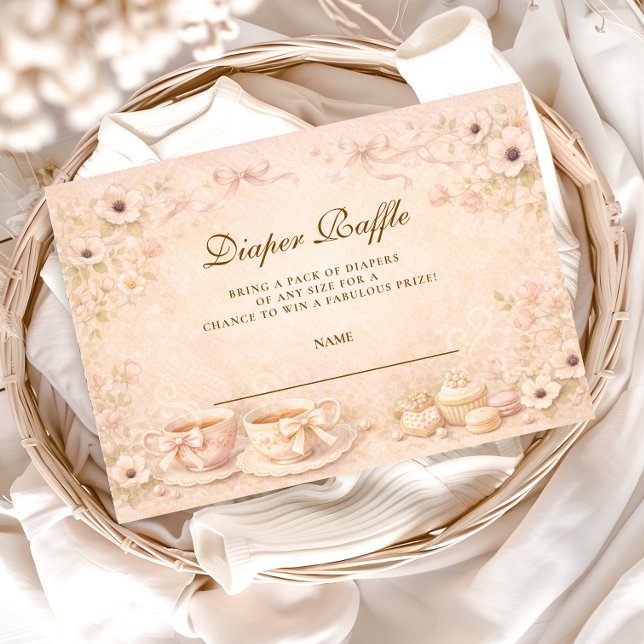 Tarjeta De Recepción Tea Party With Mom-to-Be Diapper Raffle (Subido por el creador)