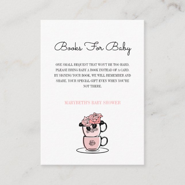 Tarjeta De Recepción Teacup & Flowers Baby Shower Trae Una Solicitud De (Anverso)