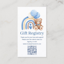 Tarjeta De Recepción teady bear baby Shower gift registry qr code 
