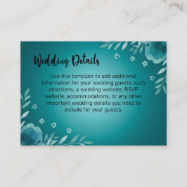 Tarjeta De Recepción Teal Whisper Blooms Wedding