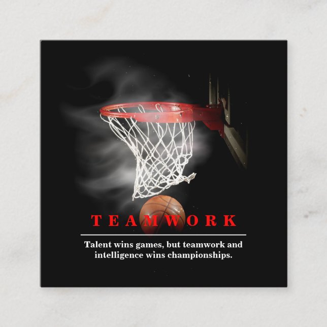 Tarjeta De Recepción Teamwork Basketball Motivational Inspirational (Anverso)