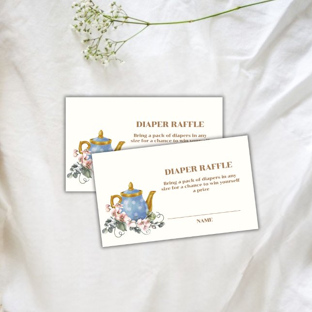 Tarjeta De Recepción Teapot Diaper Raffle Baby Shower (Wildflower Teapot Diaper Raffle Baby Shower Enclosure Card)