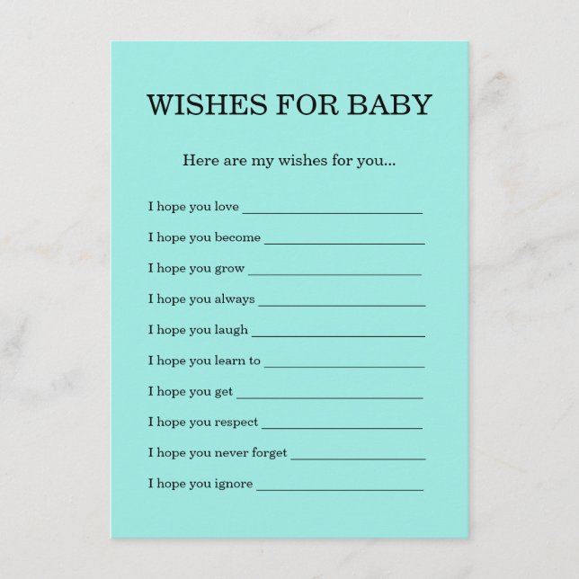 Tarjeta De Recepción tEAS Baby & Co. Wishes For Baby Shower (Anverso)