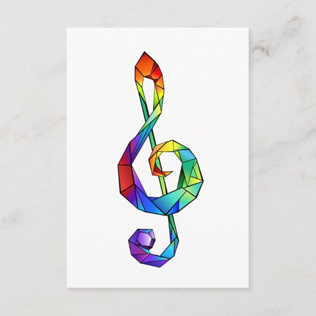 Tarjeta De Recepción Tecla musical arcoiris tremendo clef (Anverso)