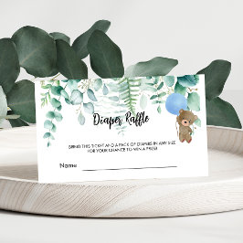 Tarjeta De Recepción Teddy azul ducha de bebé boleto de rifa de pañales