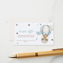 Tarjeta De Recepción Teddy Bear Air Balloon Baby Shower Diaper Raffle