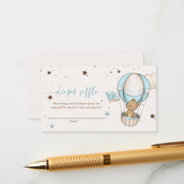 Tarjeta De Recepción Teddy Bear Air Balloon Baby Shower Diaper Raffle