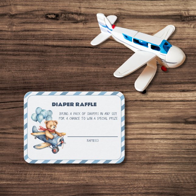 Tarjeta De Recepción Teddy Bear Airplane Globos Diaper Raffle (Subido por el creador)