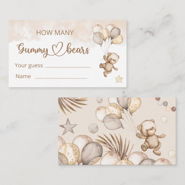 Tarjeta De Recepción Teddy Bear Baby Bear Baby Shower (Anverso / Reverso)