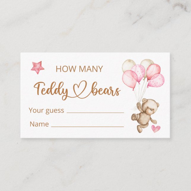 Tarjeta De Recepción Teddy Bear Baby Bear Baby Shower (Anverso)