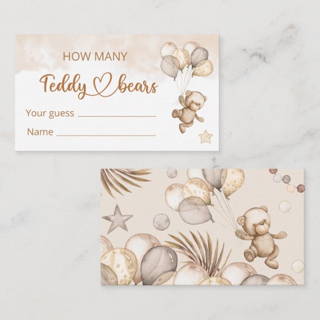 Tarjeta De Recepción Teddy Bear Baby Bear Baby Shower (Anverso / Reverso)