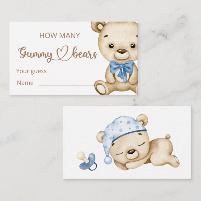 Tarjeta De Recepción Teddy Bear Baby Bear Baby Shower (Anverso / Reverso)