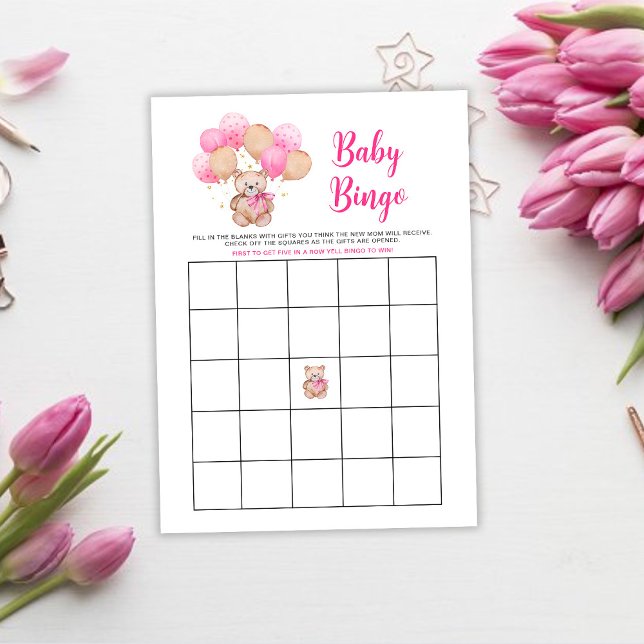 Tarjeta De Recepción Teddy Bear Baby Bingo Game Card (Subido por el creador)
