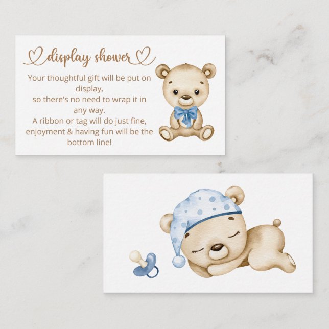 Tarjeta De Recepción Teddy Bear Baby Boy Bear Baby Shower (Anverso / Reverso)
