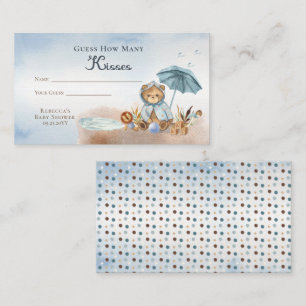 Tarjeta De Recepción Teddy Bear Baby Shower Adivina Cuántos Besos