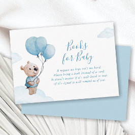 Tarjeta De Recepción Teddy Bear Baby Shower Blue Books para el bebé