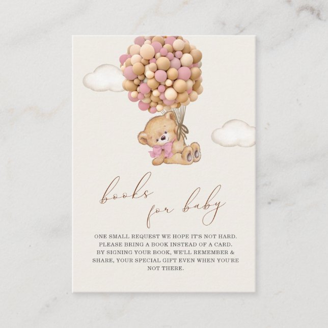 Tarjeta De Recepción Teddy Bear Baby Shower Book Request Enclosure Card (Anverso)