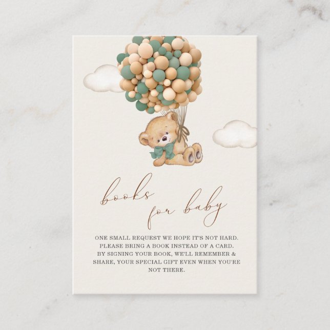 Tarjeta De Recepción Teddy Bear Baby Shower Book Request Enclosure Card (Anverso)