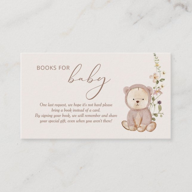 Tarjeta De Recepción Teddy Bear Baby Shower Books para el bebé (Anverso)