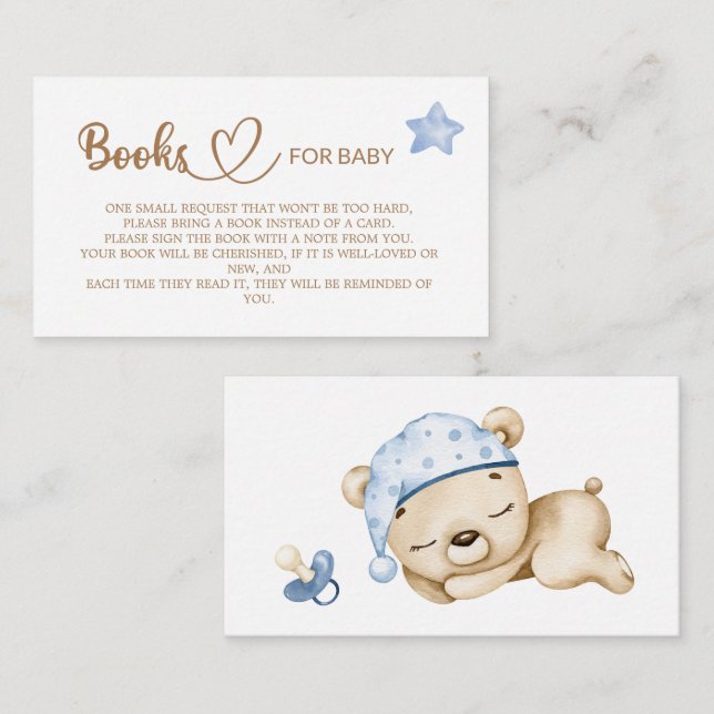 Tarjeta De Recepción Teddy Bear Baby Shower Books para el bebé Enclosur (Anverso / Reverso)