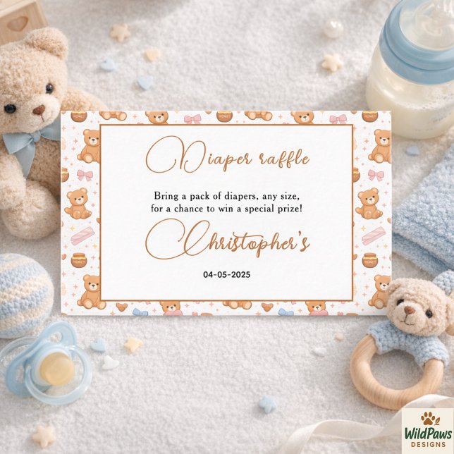 Tarjeta De Recepción Teddy Bear Baby Shower Boy | Cute Blue Bear  (Teddy Bear Baby Shower Boy | Cute Blue Bear Enclosure Card
)