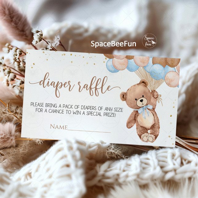 Tarjeta De Recepción Teddy Bear Baby Shower diaper raffl gabinete de co (Teddy bear baby shower diaper raffle, diaper raffle enclosure card, teddy bear-themed baby shower, b)
