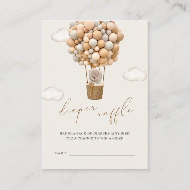 Tarjeta De Recepción Teddy Bear Baby Shower Diaper raffle (Anverso)