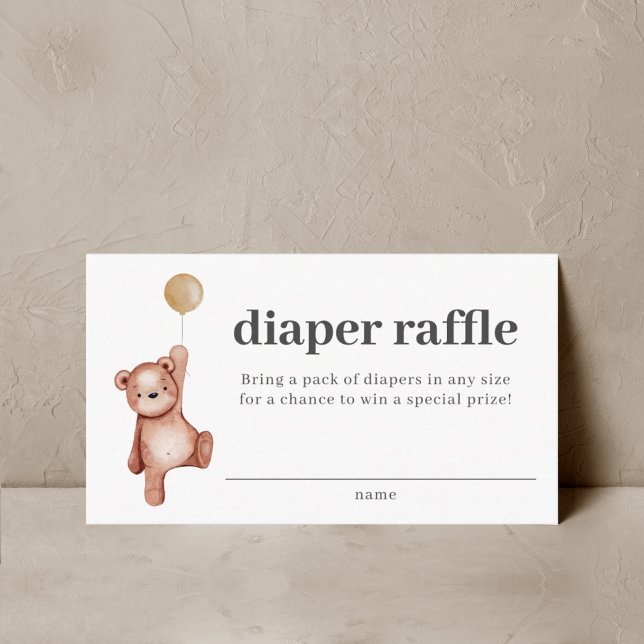 Tarjeta De Recepción Teddy Bear Baby Shower Diaper Raffle Insert (Subido por el creador)