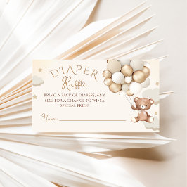 Tarjeta De Recepción Teddy Bear Balloon Baby Shower Diaper Raffle